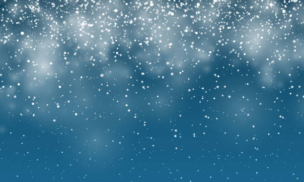 illustrations, cliparts, dessins animés et icônes de neige de noël. flocons de neige tombants sur le fond bleu foncé. neige. illustration vectorielle - blizzard