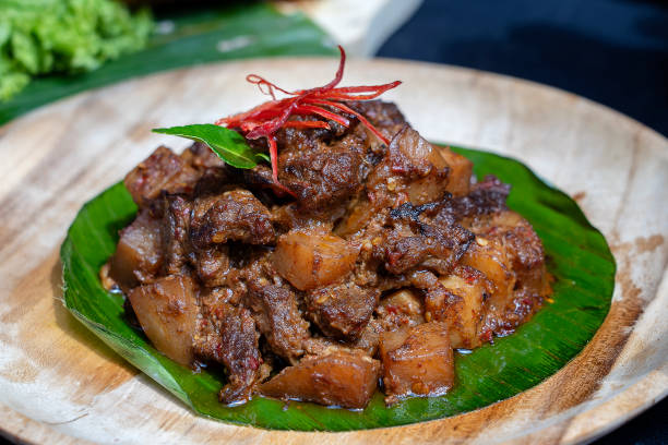 istock Indonesian dish - fried meat in chili sauce, closeup 1277962335