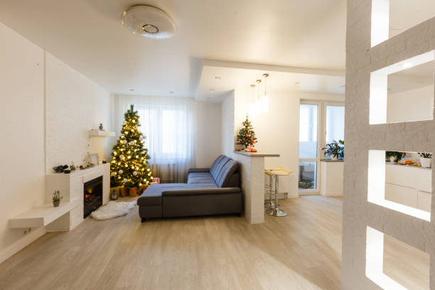 istock Christmas tree lights reflecting from glass balls 1277967011