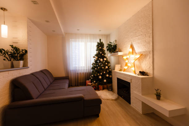 istock Christmas tree in modern living room warm feeling 1277967326