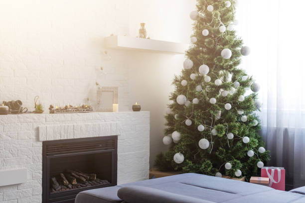 istock Christmas tree in modern living room warm feeling 1277968100