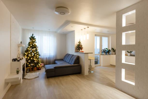 istock Christmas tree in modern living room warm feeling 1277968204