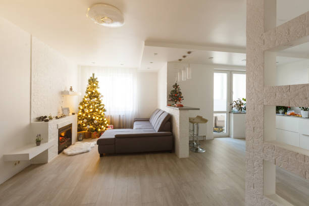 istock Christmas tree in modern living room warm feeling 1277968526