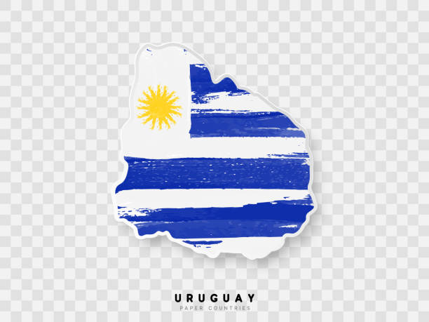 Uruguay detailed map with flag of country. Painted in watercolor paint colors in the national flag Uruguay detailed map with flag of country. Painted in watercolor paint colors in the national flag. relief map stock illustrations