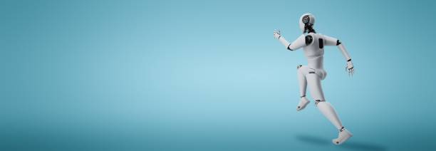 istock Running robot humanoid showing fast movement and vital energy 1277976597