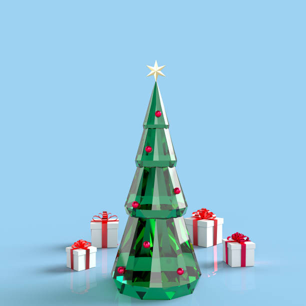 istock 3D rendering of crystal Christmas tree 1277977122