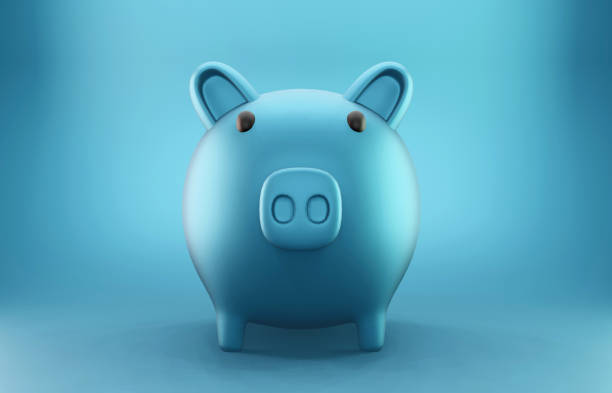 istock 3D Piggy Bank on Blue background 1277977806