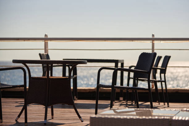 istock Tables in a cafe by the sea, summer vacation. 1277979810