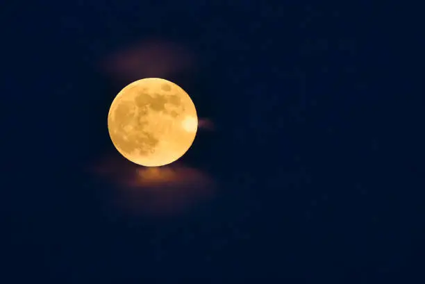 Photo of color full moon over beautiful summer landscape