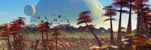istock alien planet landscape, beautiful forest the surface of an exoplanet 1277986903