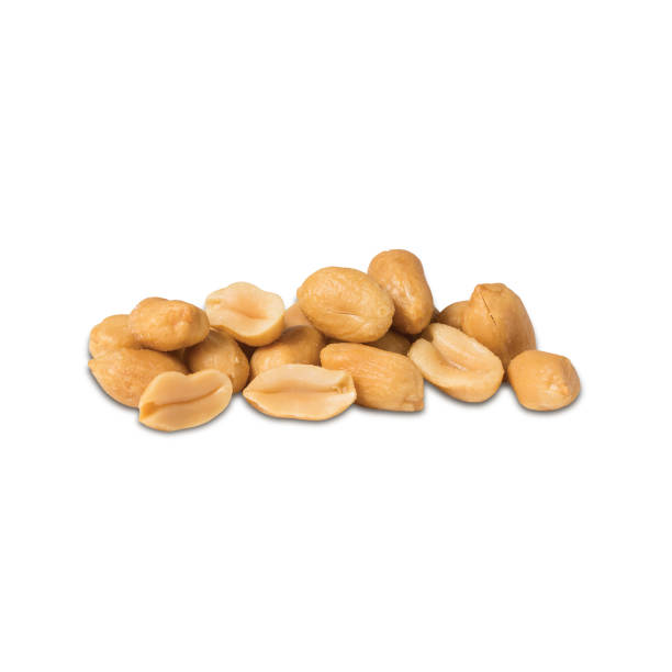 istock Composition of roasted and salted peanuts on the white background 1277988354