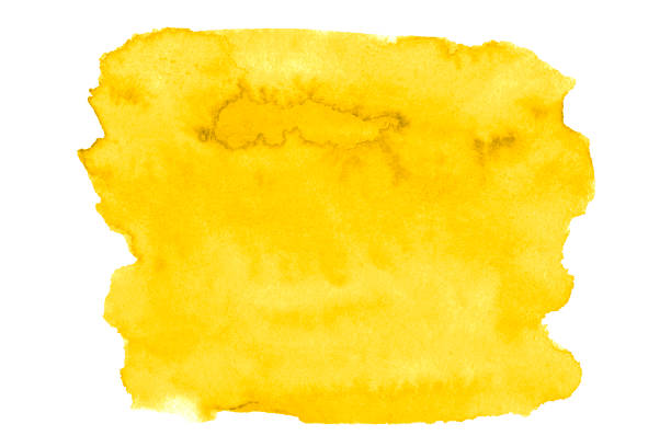 istock Bright yellow watercolor stains. Painted with a brush by hand. 1277990197