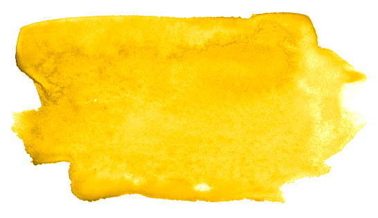 Bright yellow watercolor stains. Painted with a brush by hand.