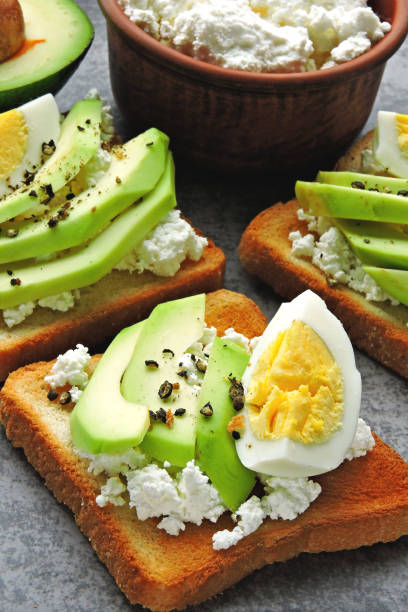 istock Cottage cheese avocado sandwiches. 1278003557
