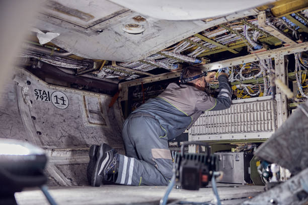 istock Aviation mechanic is checking civil before departure 1278011242