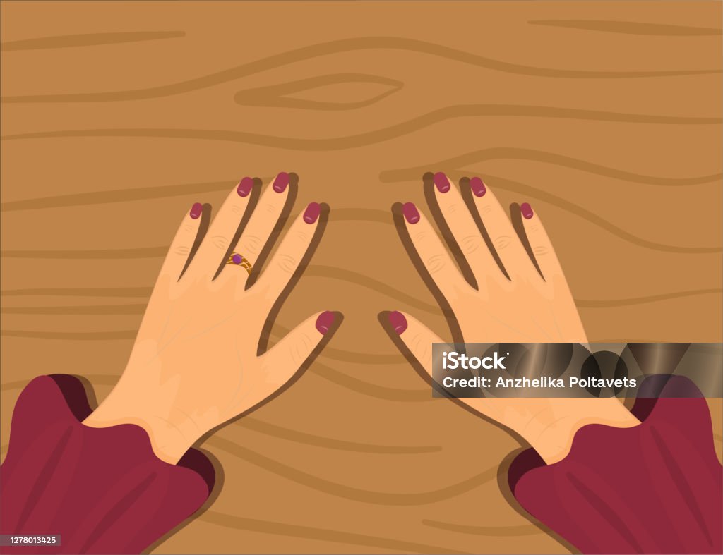 Đặt Tay Lên Một Cái Bàn Gỗ Hình Minh Họa Vector Theo Kiểu Phẳng ...