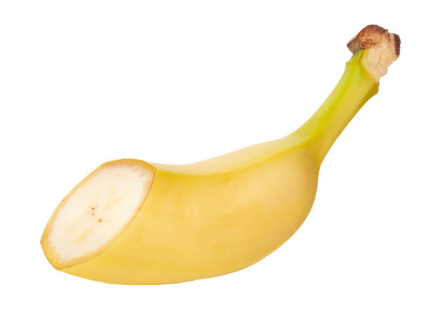 half banana on a white isolated background