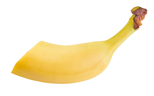 half banana on a white isolated background with clipping path