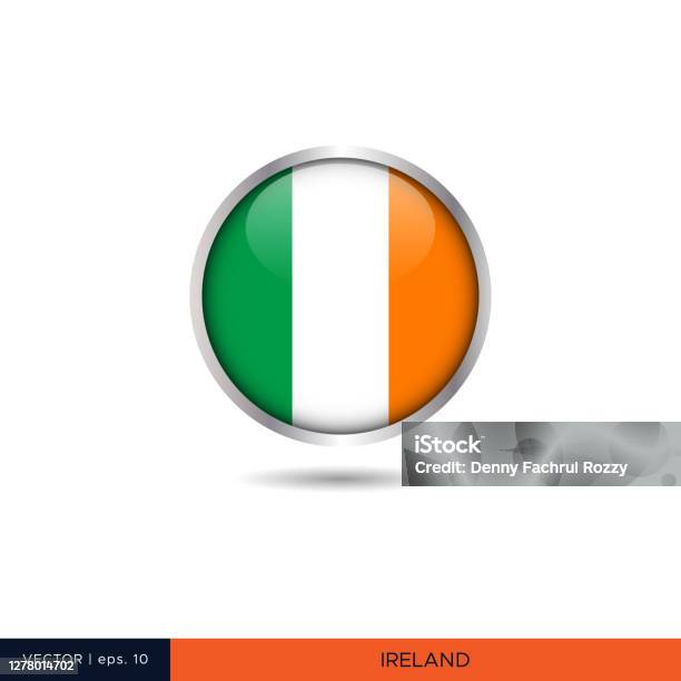 Ireland Rounded Flag Ireland Round Flag Vector Stock Illustration Design Template Stock ...
