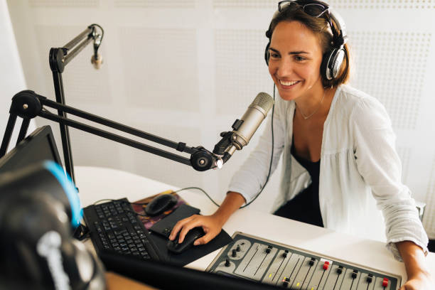 istock Young Woman Recording Video Podcast in Studio 1278015470