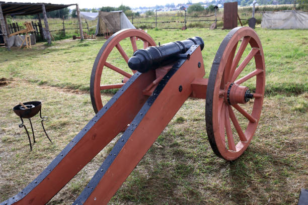 istock View of ancient cannon on wooden wheels 1278018406