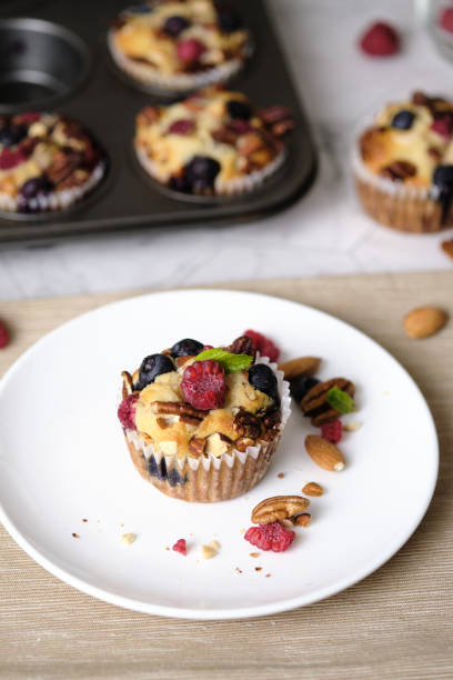 istock mixed berry low carb Keto Diet muffin with almond and nut. 1278019440