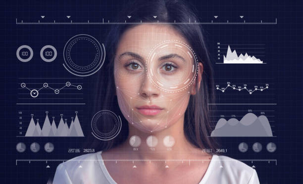 istock Biometrics concept. Facial Recognition System. Face Recognition. Iris recognition Facial Recognition System concept. 1278024247