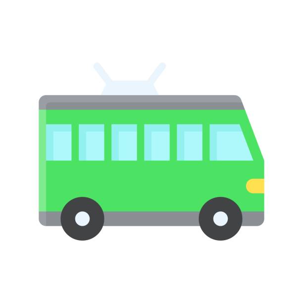 istock transportation icons related bus for public transportation and lights vectors in flat style, 1278025459