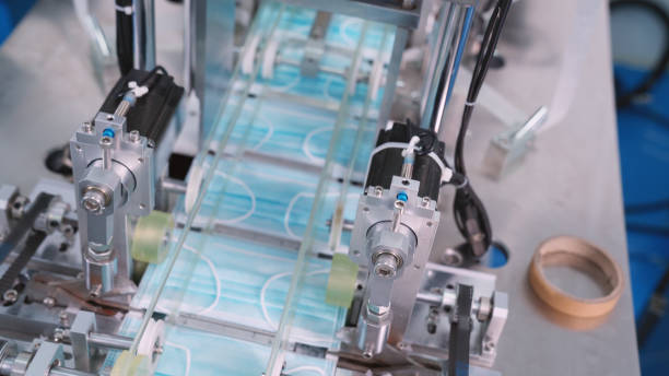 istock Face mask production line in modern factory 1278026163