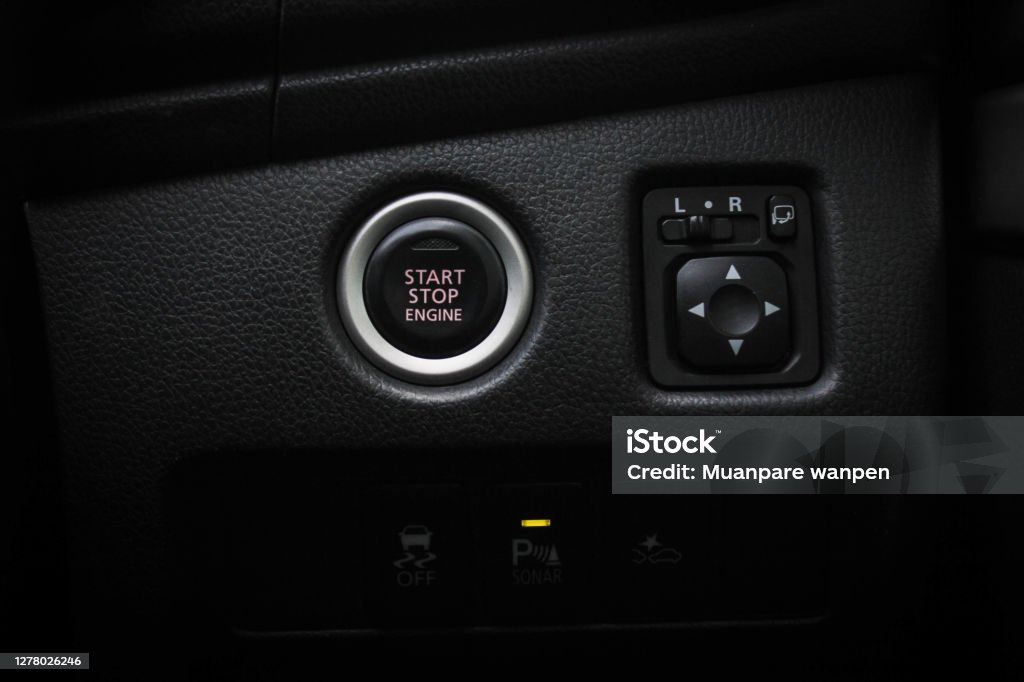 Car Engine Buttons Close Up Engine Car Start Button Start Stop Engine Modern New Car ...