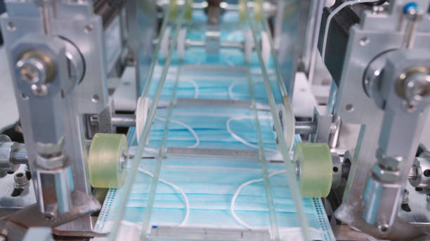 istock Face mask production line in modern factory 1278026529