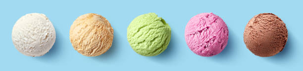 istock Set of five various ice cream scoops or balls 1278029912