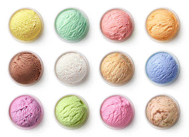 istock Set of different ice cream scoops or balls in bowls 1278029918