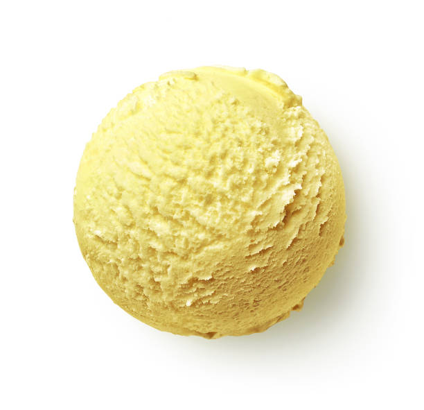 istock Yellow mango ice cream scoop on white background 1278029951