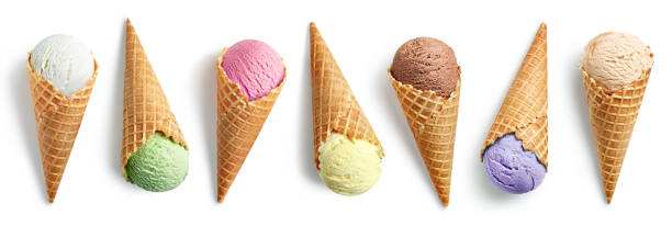 istock Set of different ice cream scoops in waffle cones 1278031582