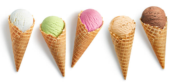 istock Set of different ice cream scoops in waffle cones 1278031592