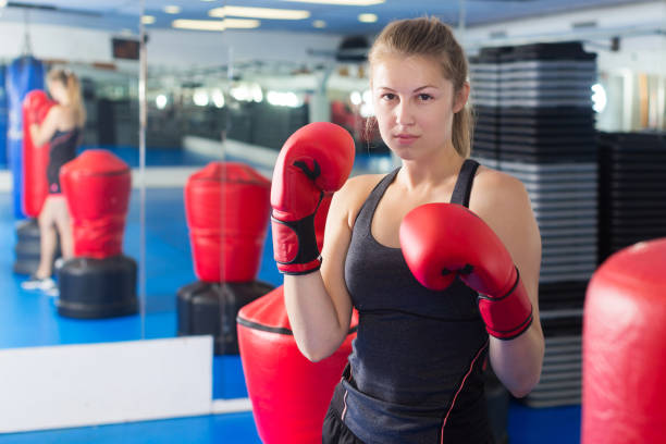 istock Portrait of woman boxer 1278032468
