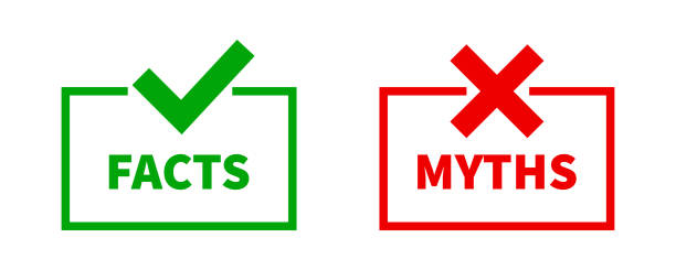 Facts myths vector symbol on white background. Facts myths vector symbol on white background. EPS 10. falsehood stock illustrations
