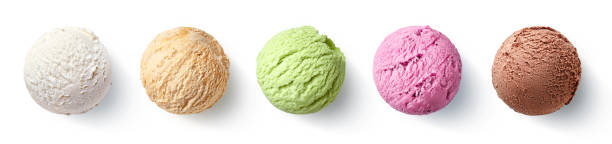 istock Set of five various ice cream scoops or balls 1278036458
