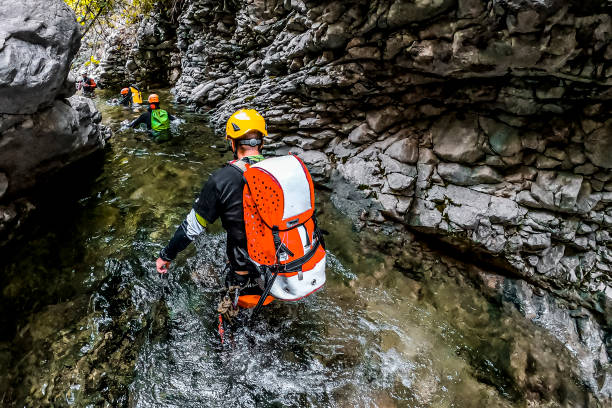 istock Canyoneers enjoying their canyoning adventure 1278038441