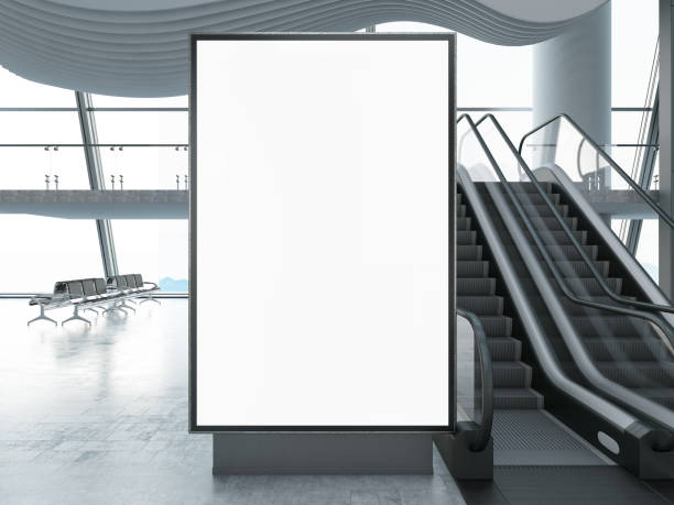 istock Empty Bilboard with Escalator in Airport 1278042064