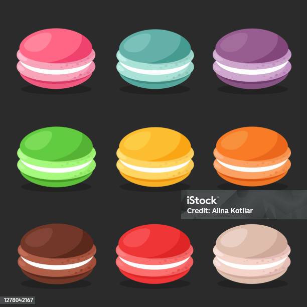 Macaron Reference Image Set Of Different Macaroons Taste Cake Macarons Vector Illustration In ...