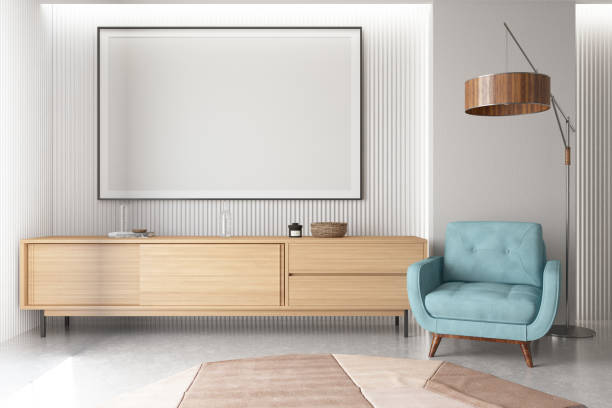 istock Empty Frame in Living Room with Armchair 1278044706