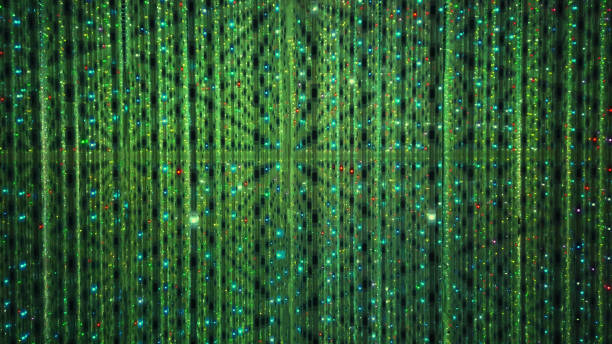 Green background of LED flashing, blinking and flickering bulbs.