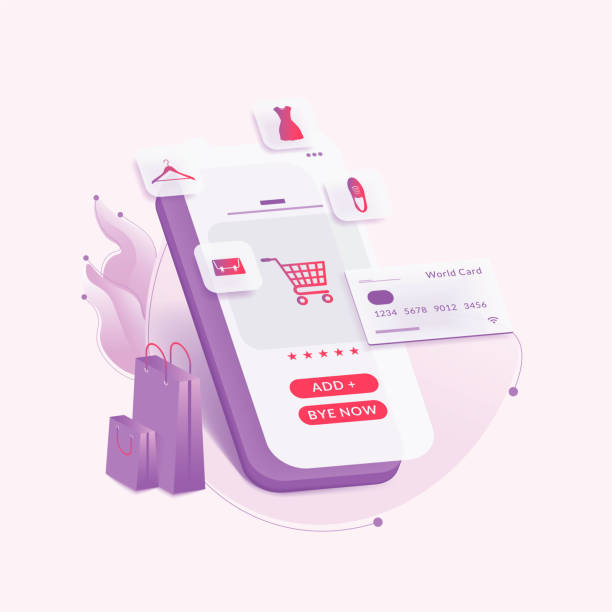 Online shopping on shopping site vector illustration. Online Store Shop. Internet virtual shopping, e-commerce, digital marketing. Special offer. mobile phone finance business technology stock illustrations