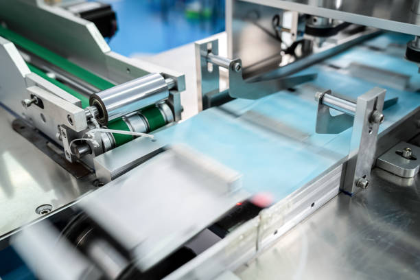 istock Face mask production line in modern factory 1278050605