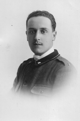 1930s 1940s 1950s outdoor shot of a young elegant military dressed italian man