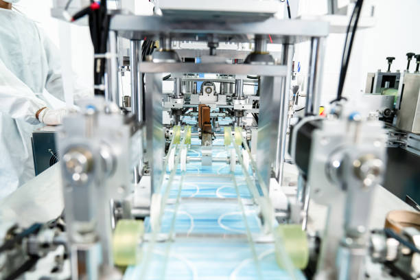 istock Face mask production line in modern factory 1278052578