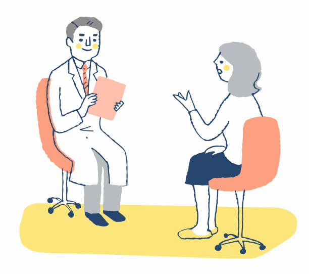 Doctor And Patient In Examination Room Stock Illustration - Download Image  Now - Sitting, Face To Face, Mature Women - iStock