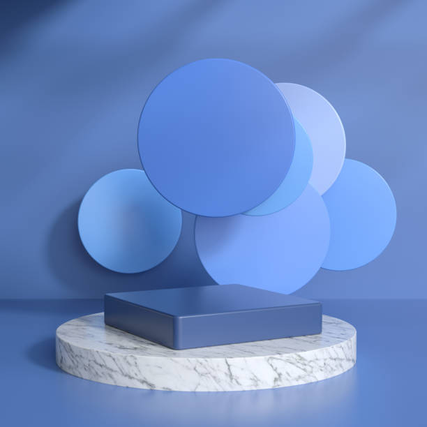 istock Modern Product Display Podium With Sunlight And Leaf Shadow.